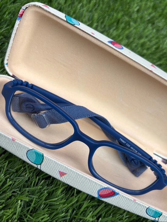 Children's Flexible Navy Blue Glasses with Secure Strap - Picture 2 of 5